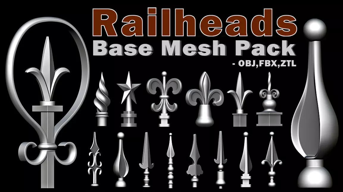 35 Railheads Base Mesh Pack Low-poly 3D model