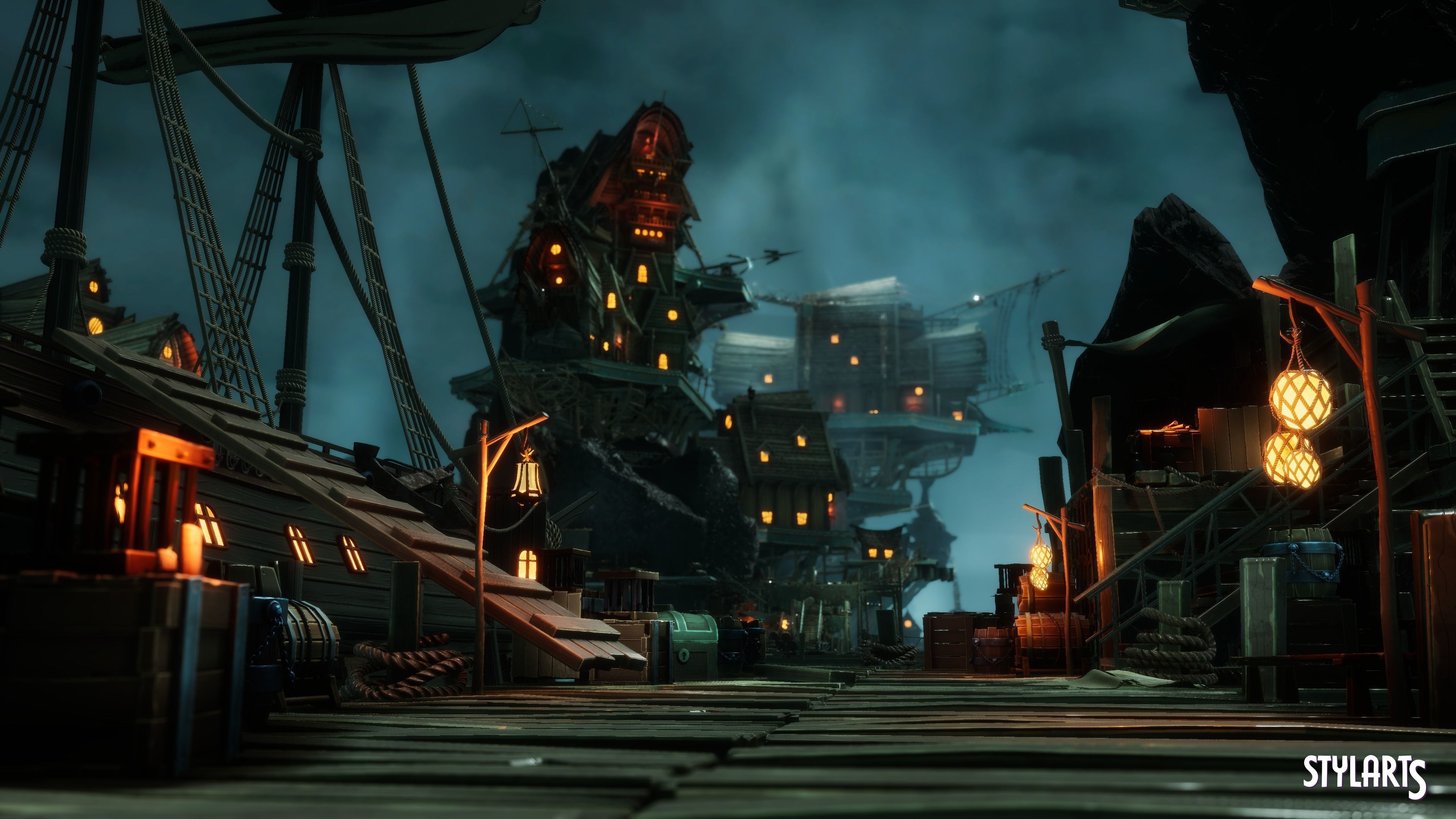 3D model Stylized Pirate Port City Modular VR / AR / low-poly | CGTrader