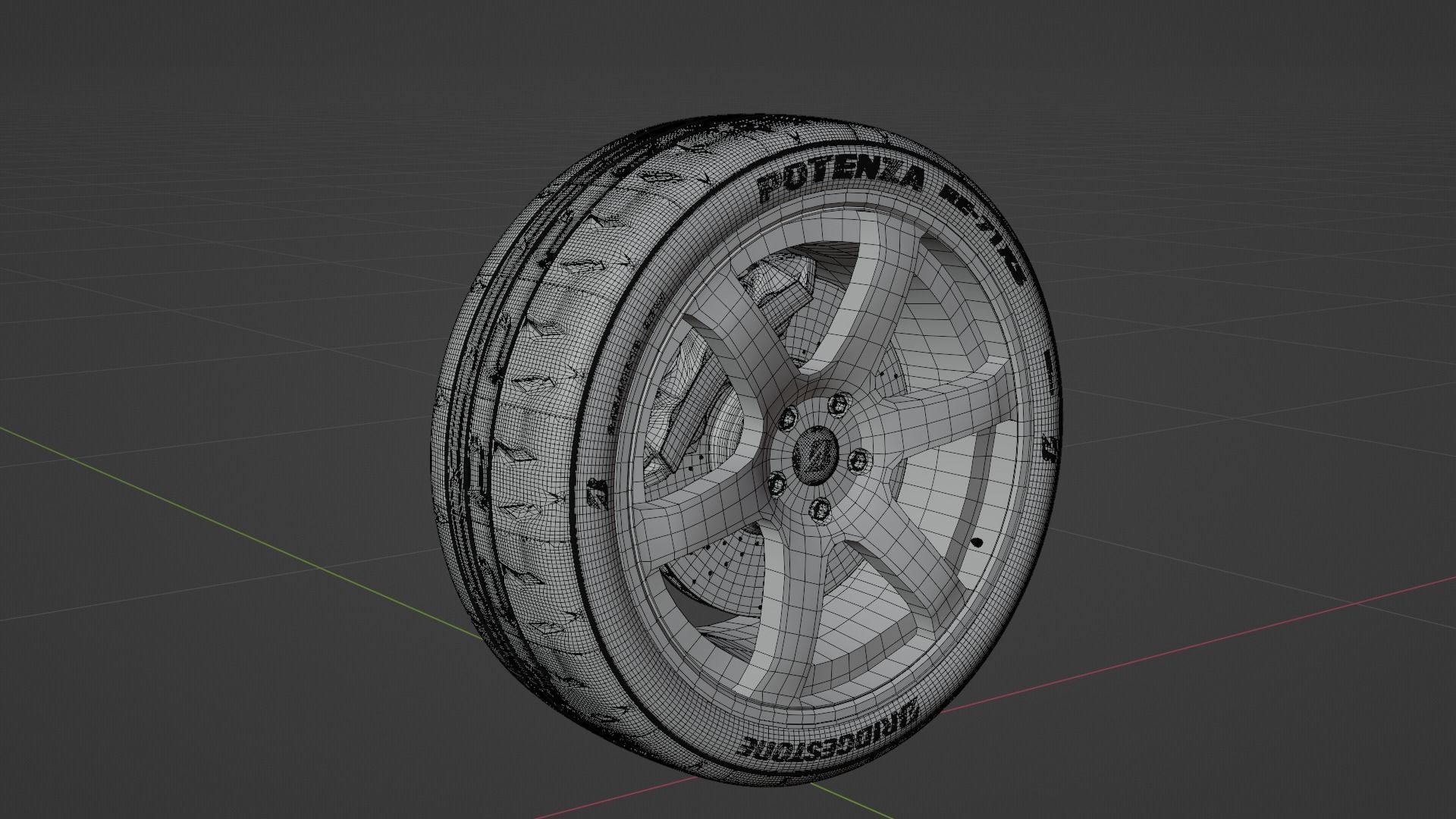 3d Wheel Model of  Bridgestone Potenza RE-71RS Low-poly 3D model_7
