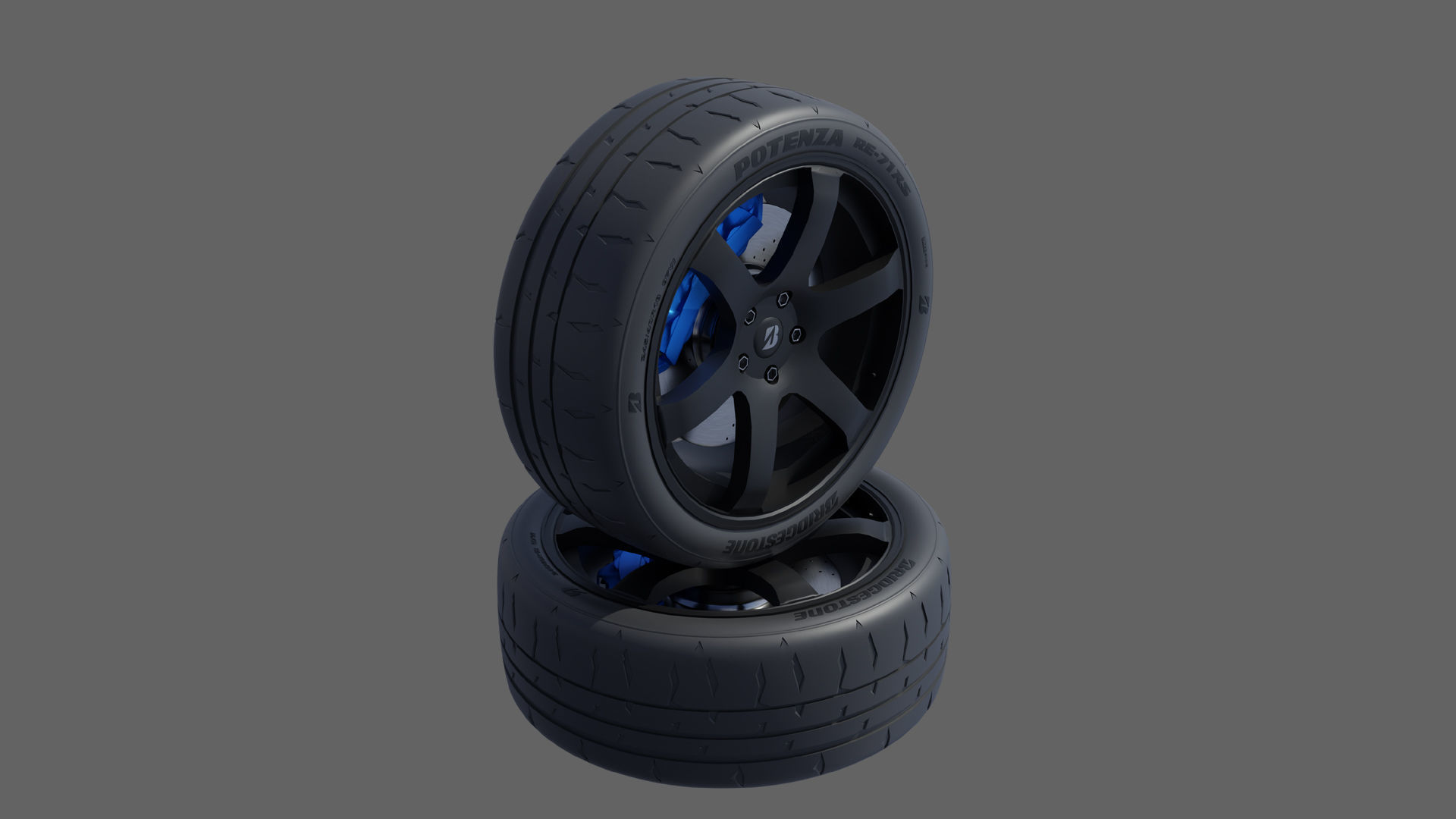 3d Wheel Model of  Bridgestone Potenza RE-71RS Low-poly 3D model_3