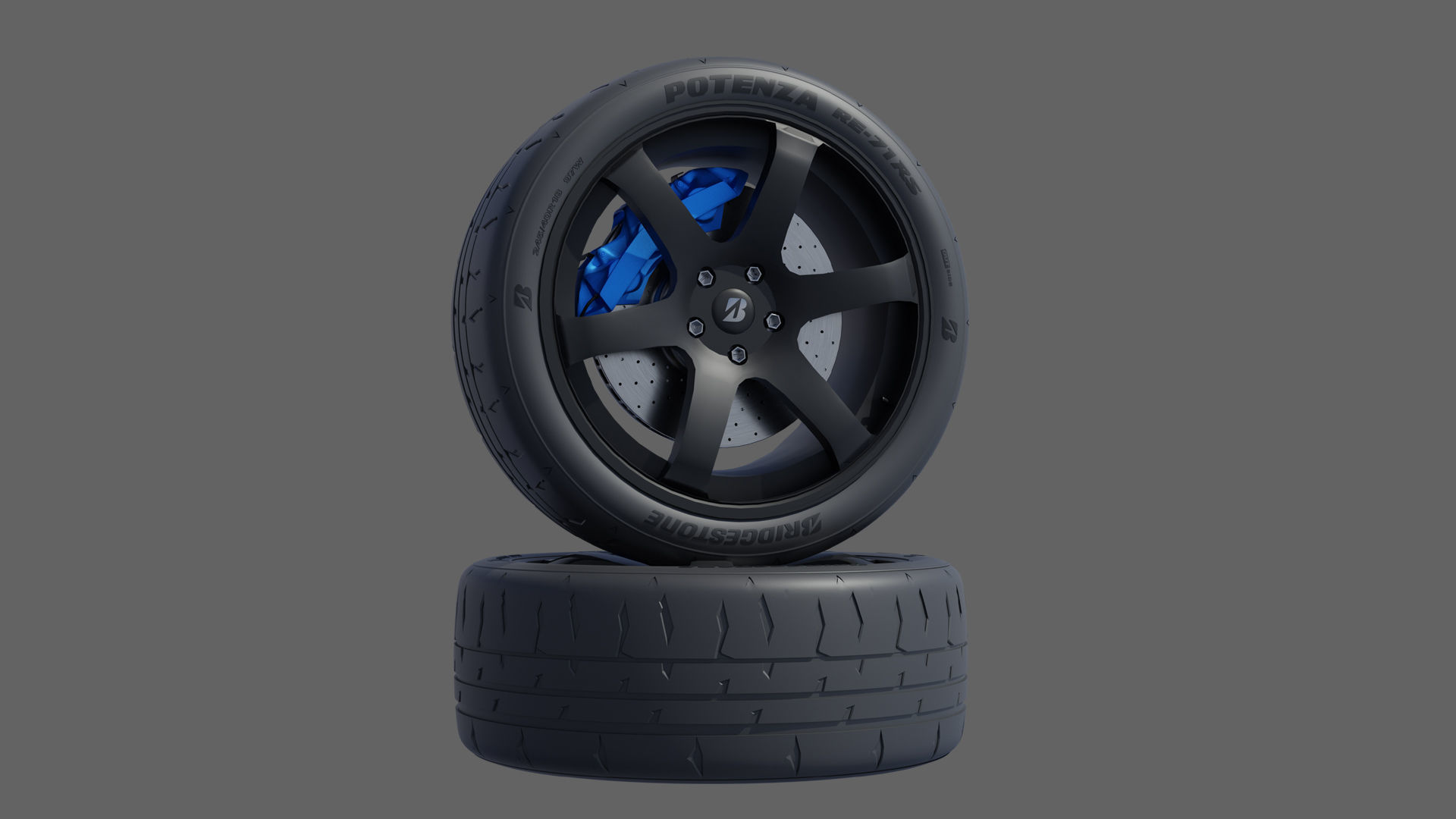 3d Wheel Model of  Bridgestone Potenza RE-71RS Low-poly 3D model_5