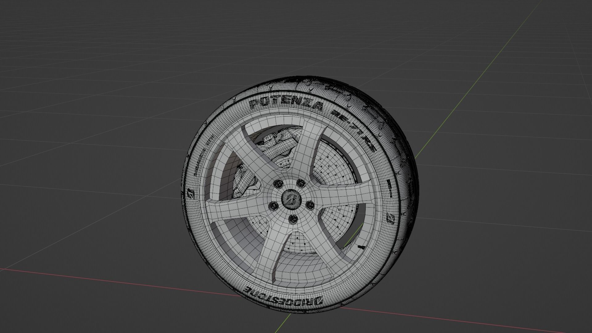 3d Wheel Model of  Bridgestone Potenza RE-71RS Low-poly 3D model_8