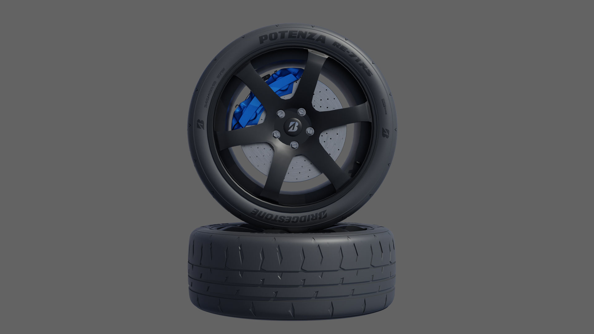 3d Wheel Model of  Bridgestone Potenza RE-71RS Low-poly 3D model_2