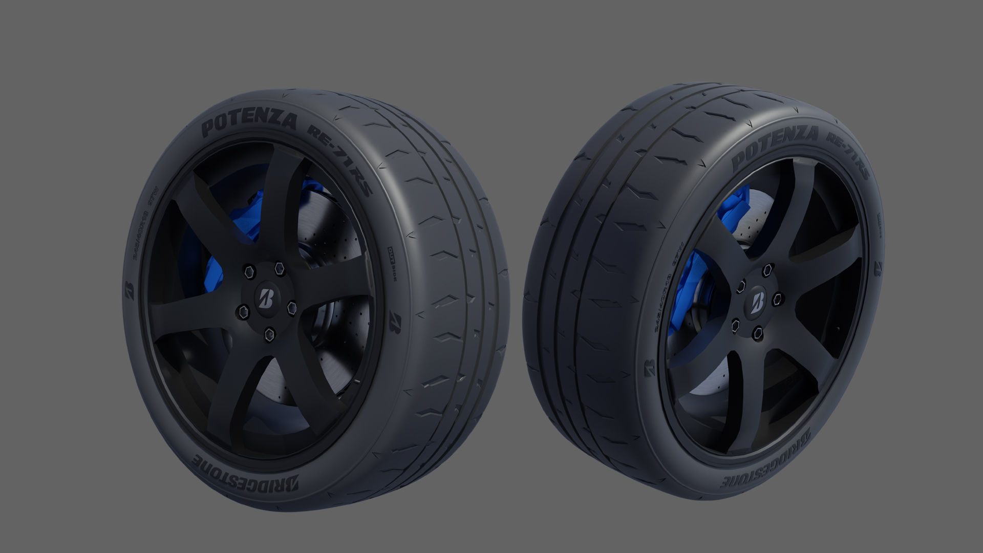 3d Wheel Model of  Bridgestone Potenza RE-71RS Low-poly 3D model_1