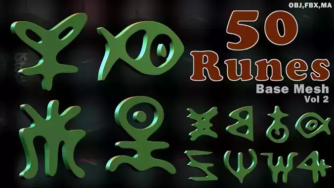 Runic Mesh 3D model 50 Runes Base Mesh Vol 2 VR / AR / low-poly | CGTrader