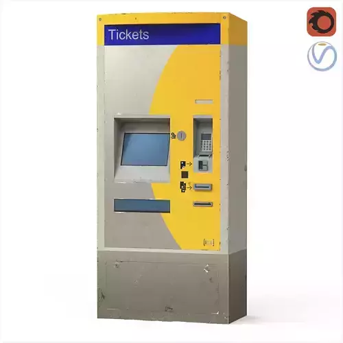 Biletomat ticket validation card payment machine aged Low-poly 3D model