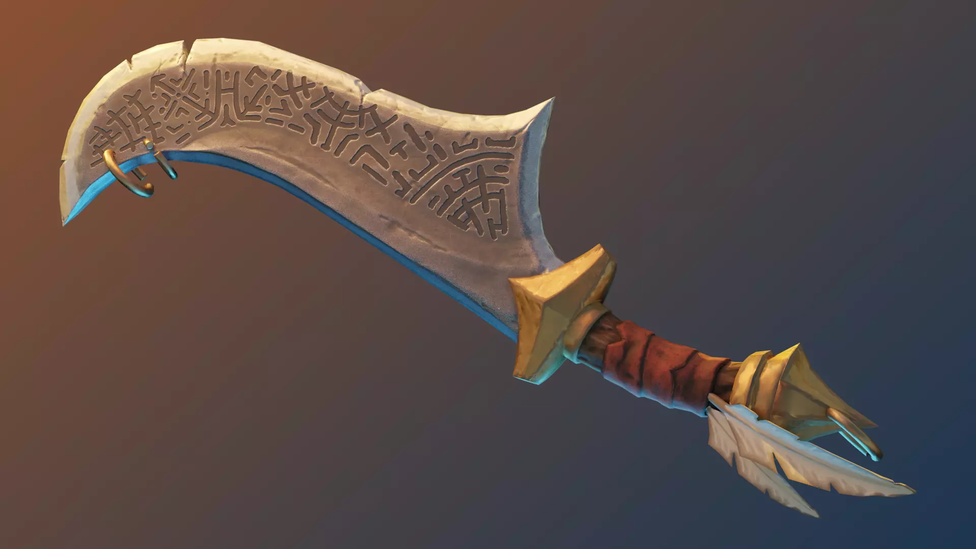 Fantasy Sword Low-poly 3D model_0