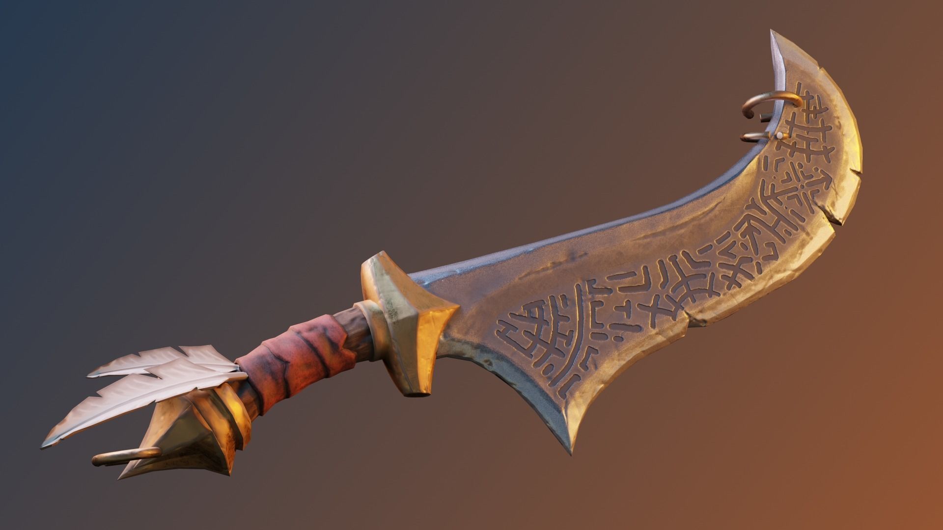 Fantasy Sword Low-poly 3D model_2