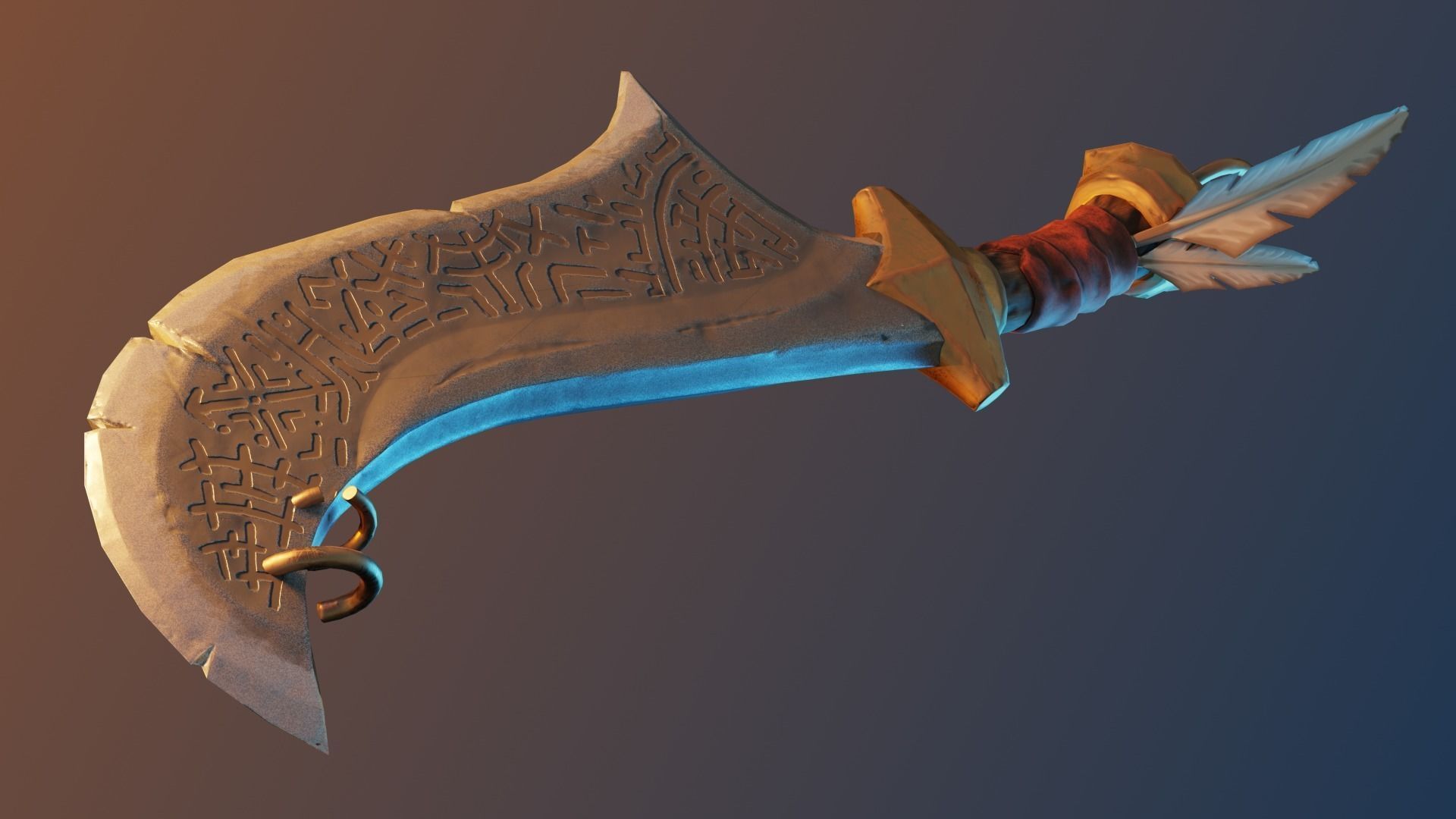 Fantasy Sword Low-poly 3D model_3