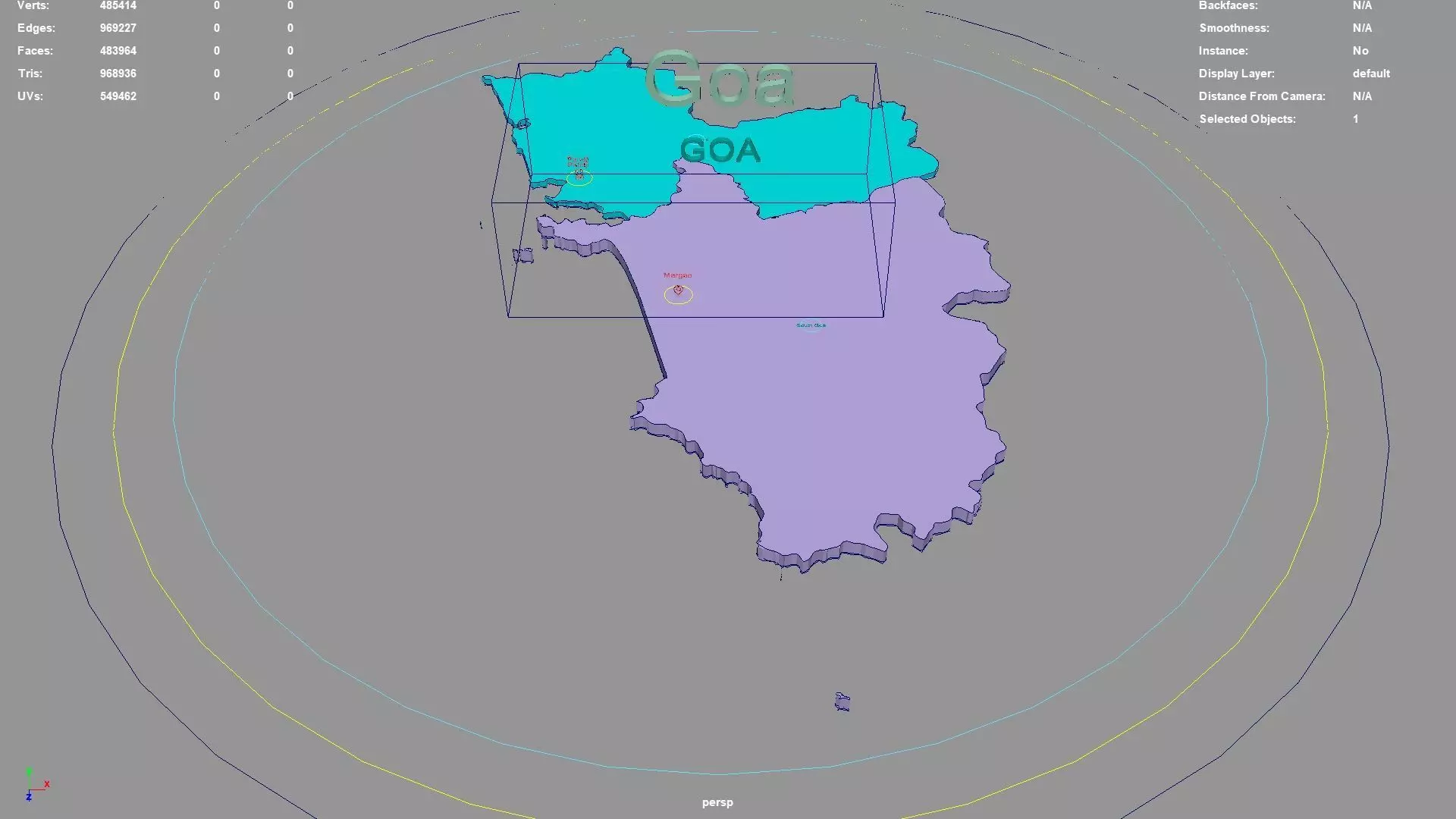 State Model Goa Goa India map region 3D model geography political geographic 3D model ...