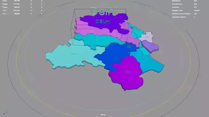 Delhi  India map region 3D model geography political geographic 3D model