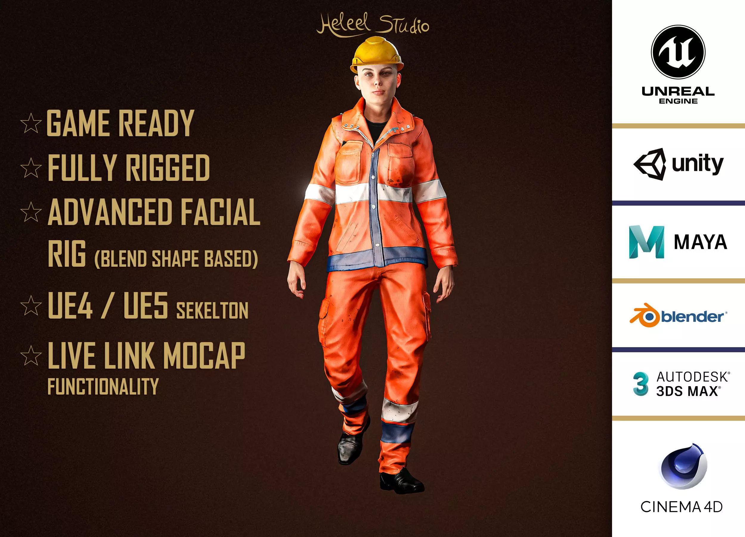 High Quality Female Worker Low-poly 3D model