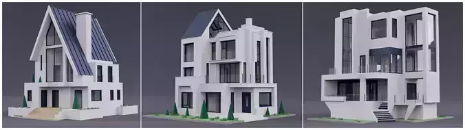 Modern houses Free low-poly 3D model
