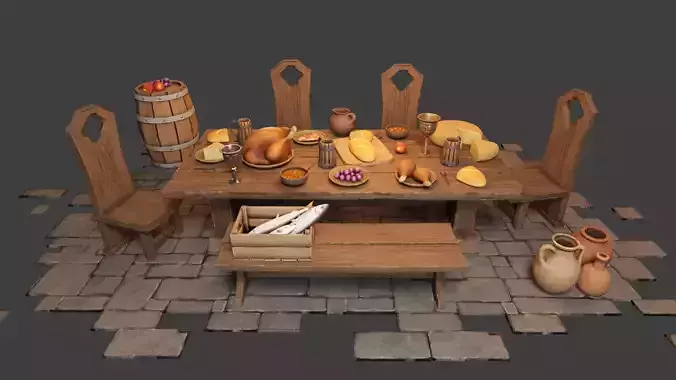 Medieval Props Laid Table - Pack