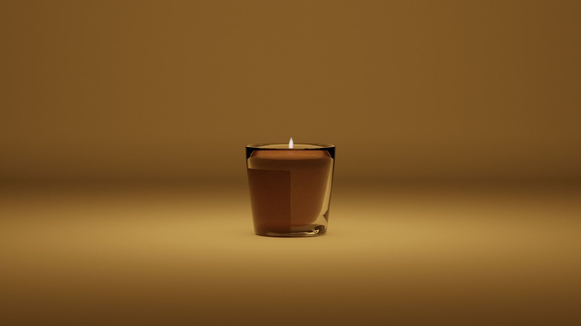 Orange Pumpkin Spice Candle with Animated Fire Halloween 3D model_4