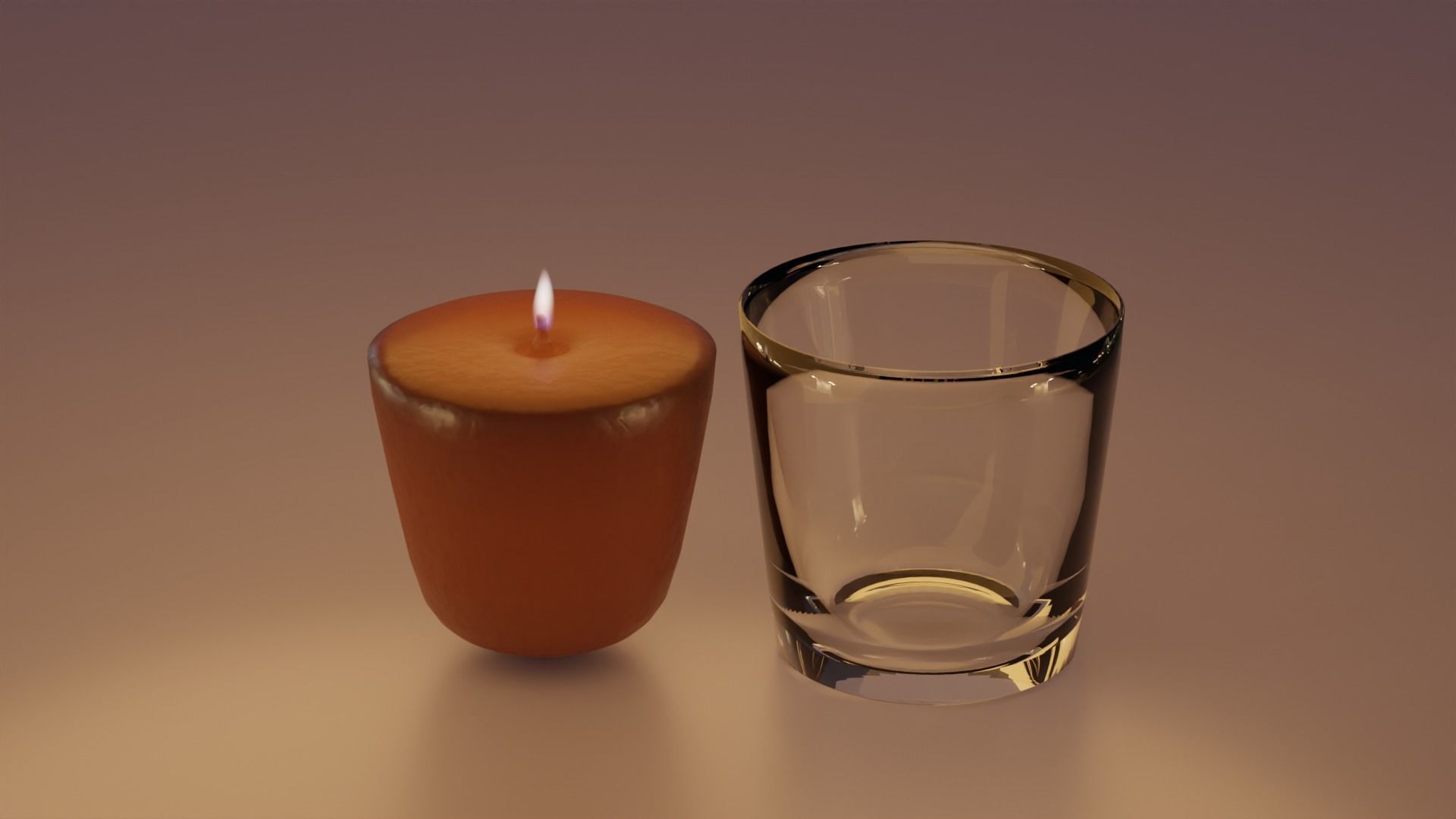 Orange Pumpkin Spice Candle with Animated Fire Halloween 3D model_2