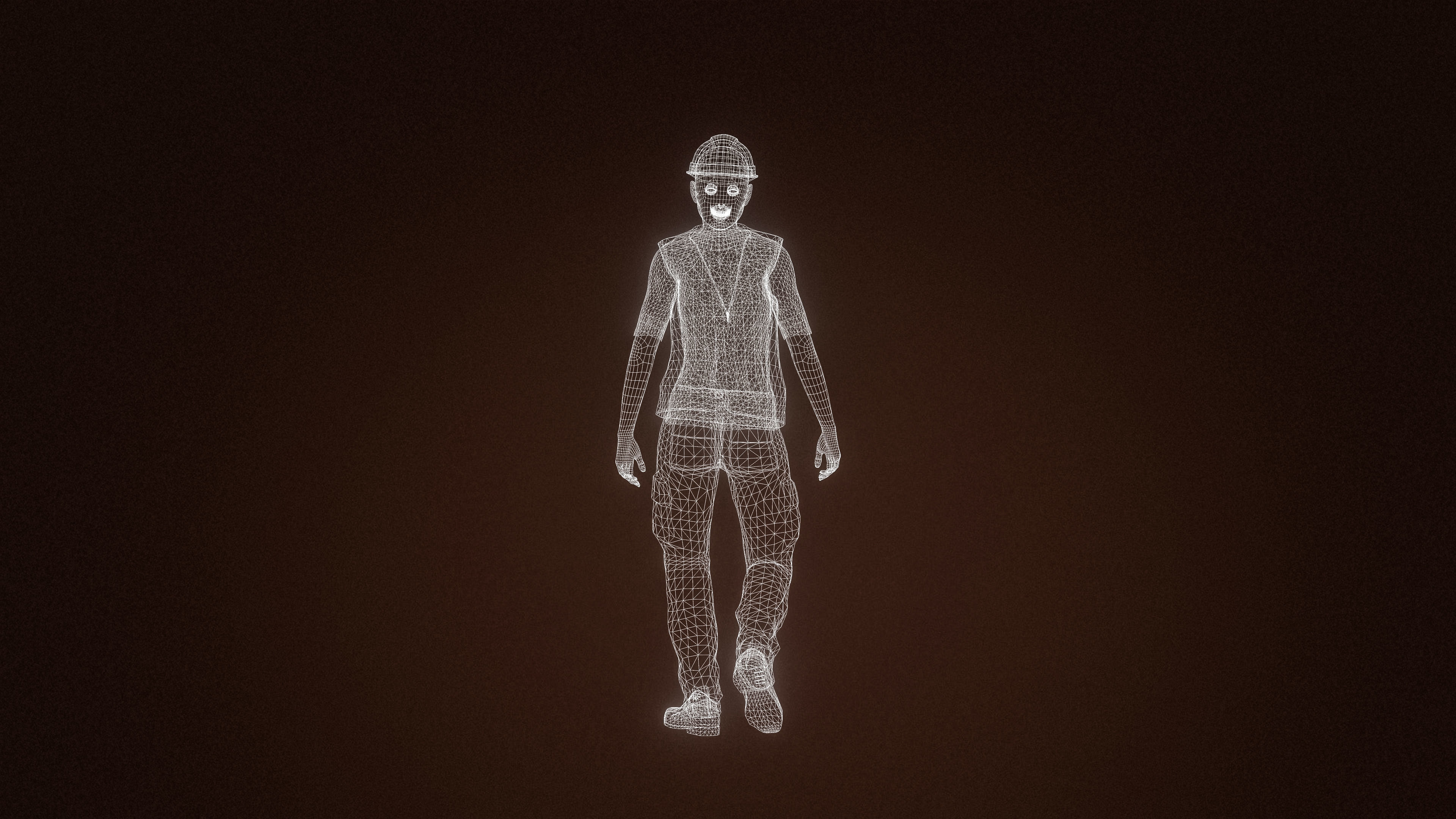 High Quality Female Army Worker Low-poly 3D model_15