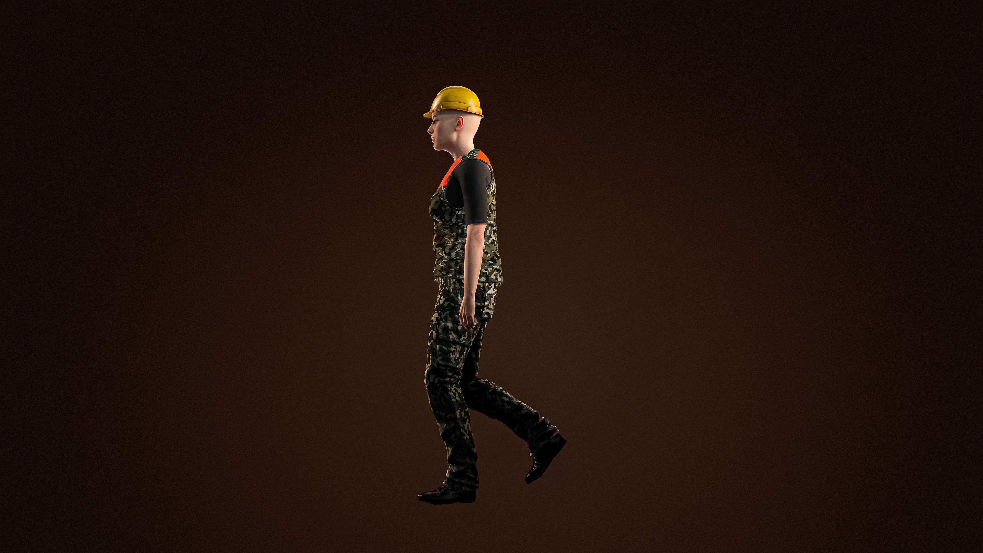 High Quality Female Army Worker Low-poly 3D model_4