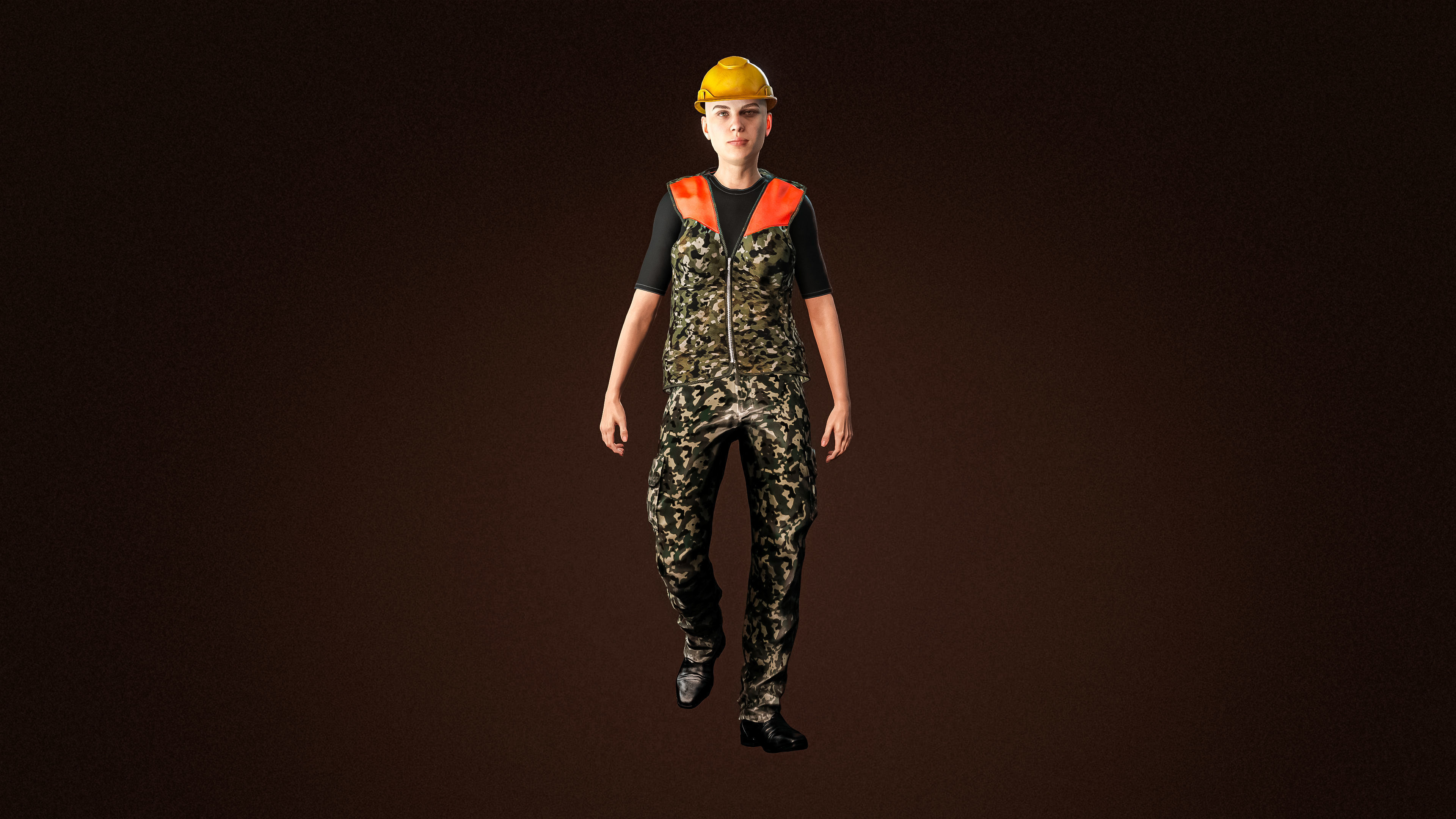 High Quality Female Army Worker Low-poly 3D model_3