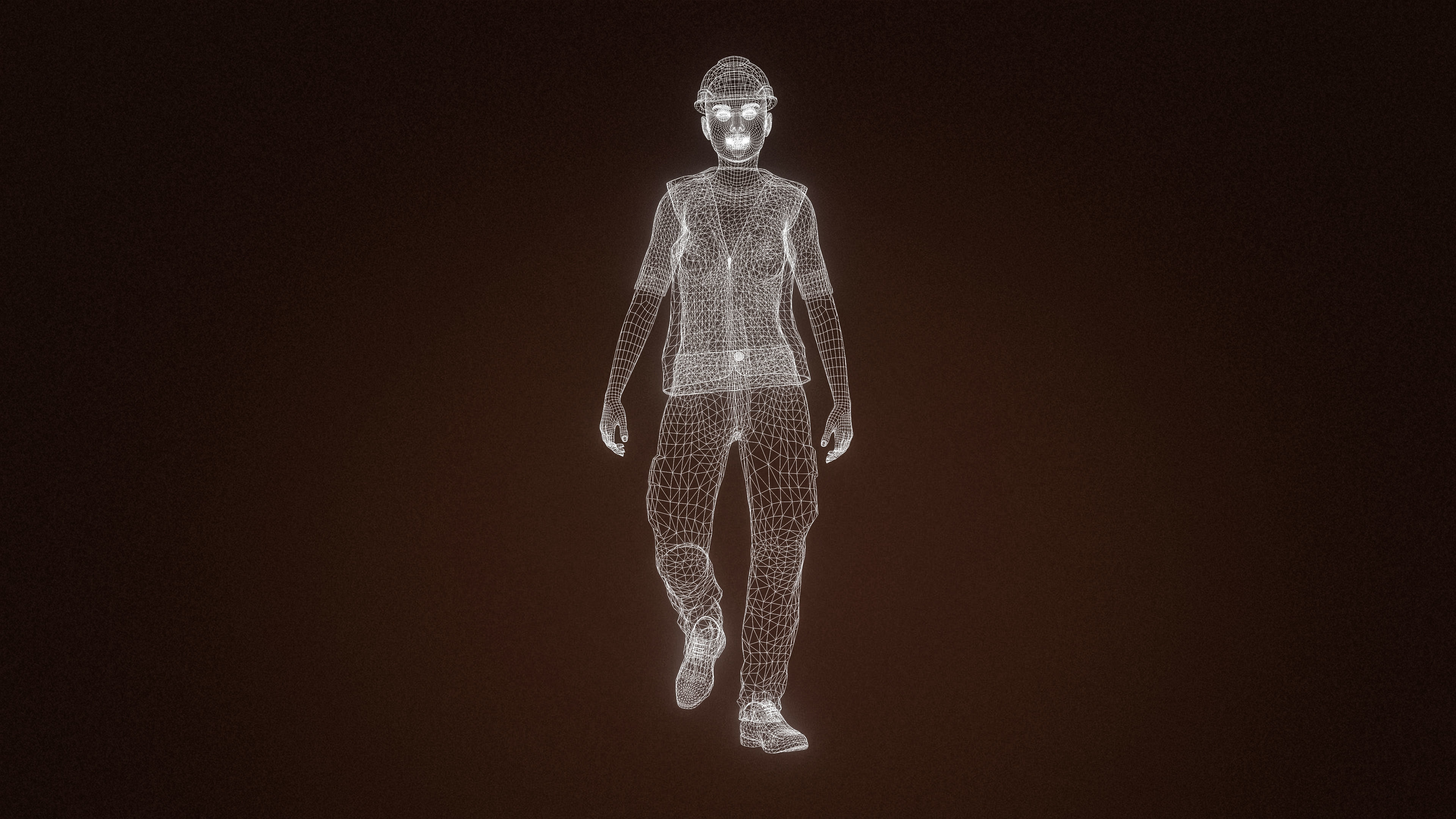 High Quality Female Army Worker Low-poly 3D model_13