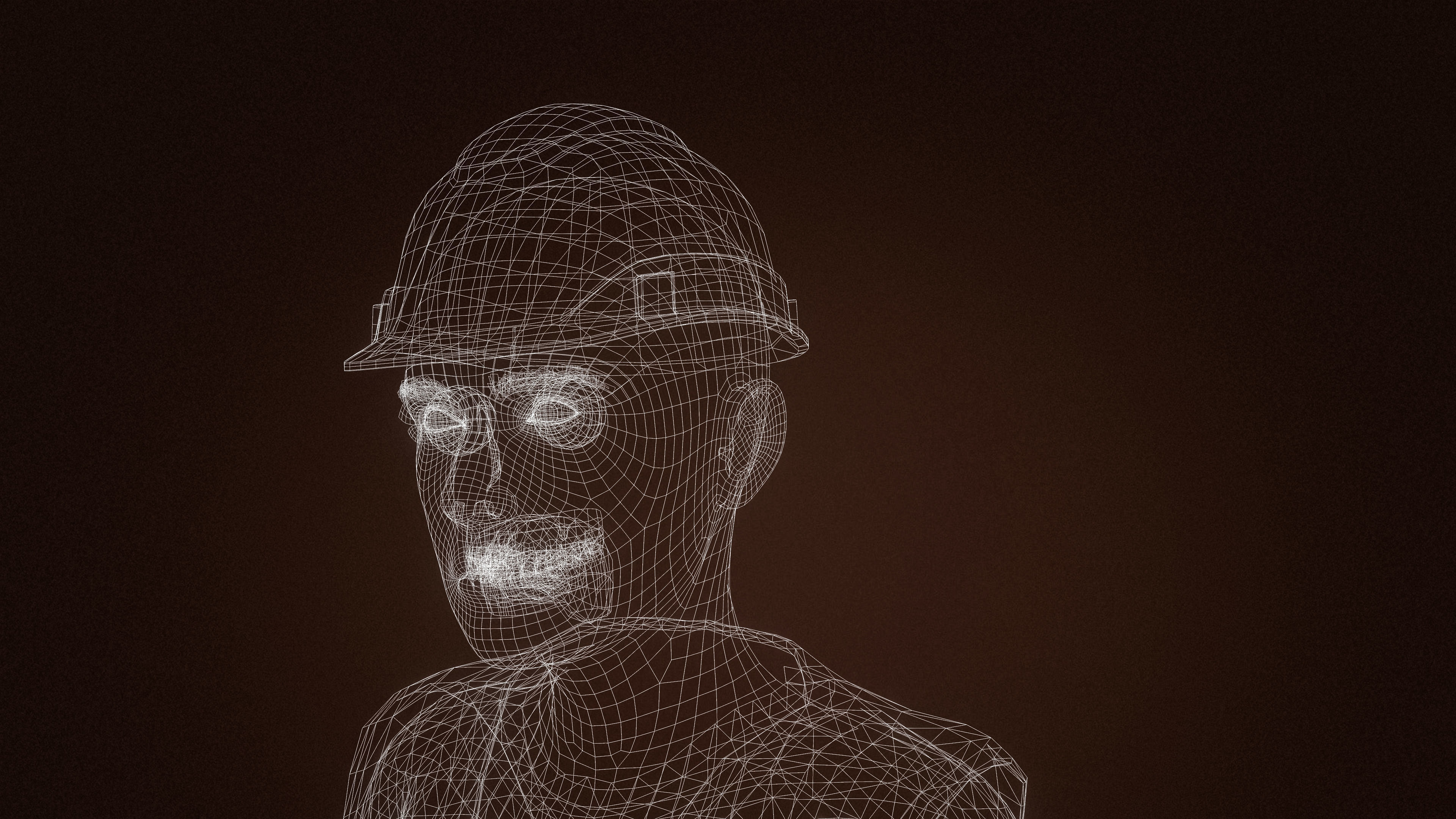 High Quality Female Army Worker Low-poly 3D model_18