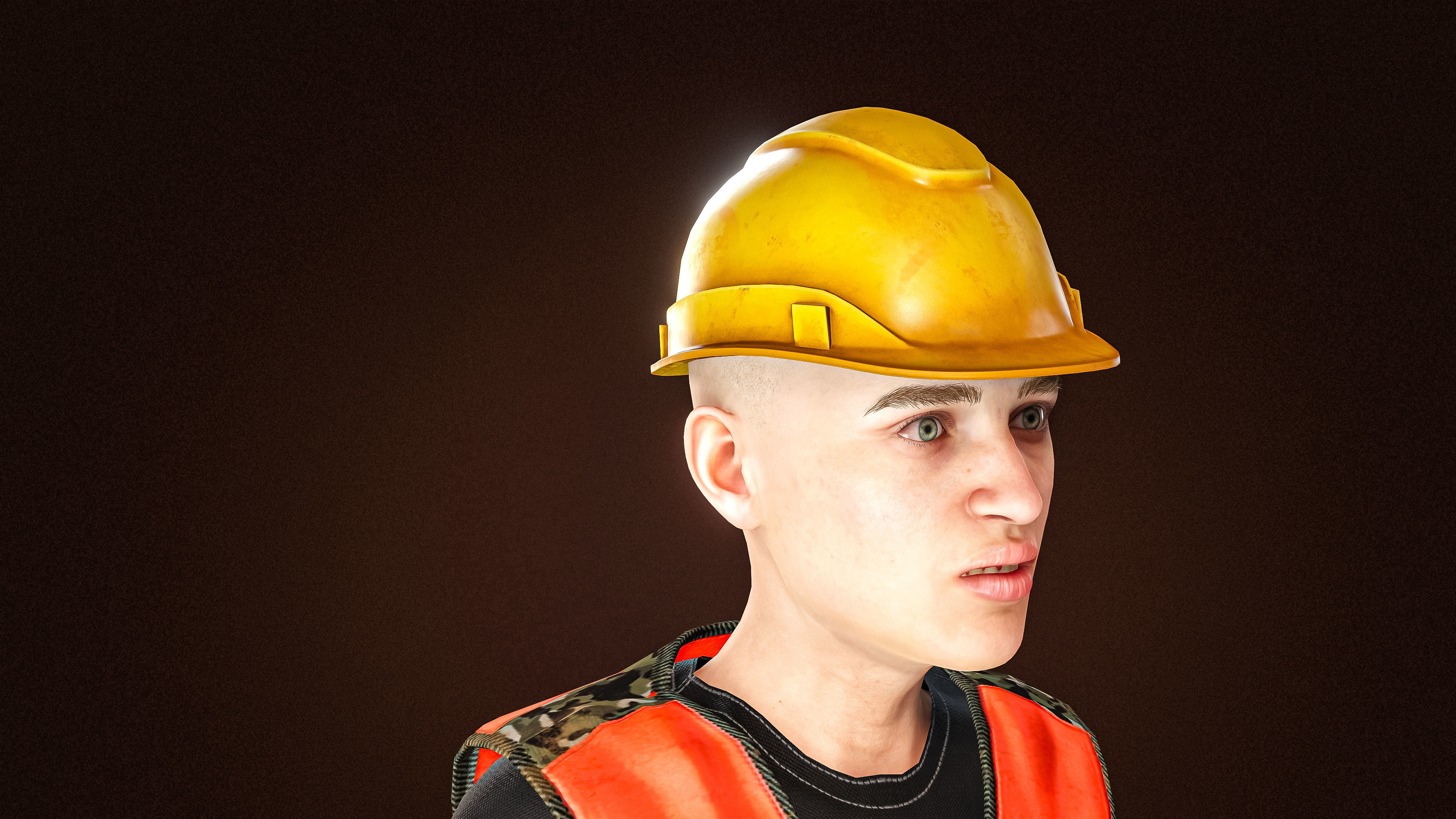 High Quality Female Army Worker Low-poly 3D model_9