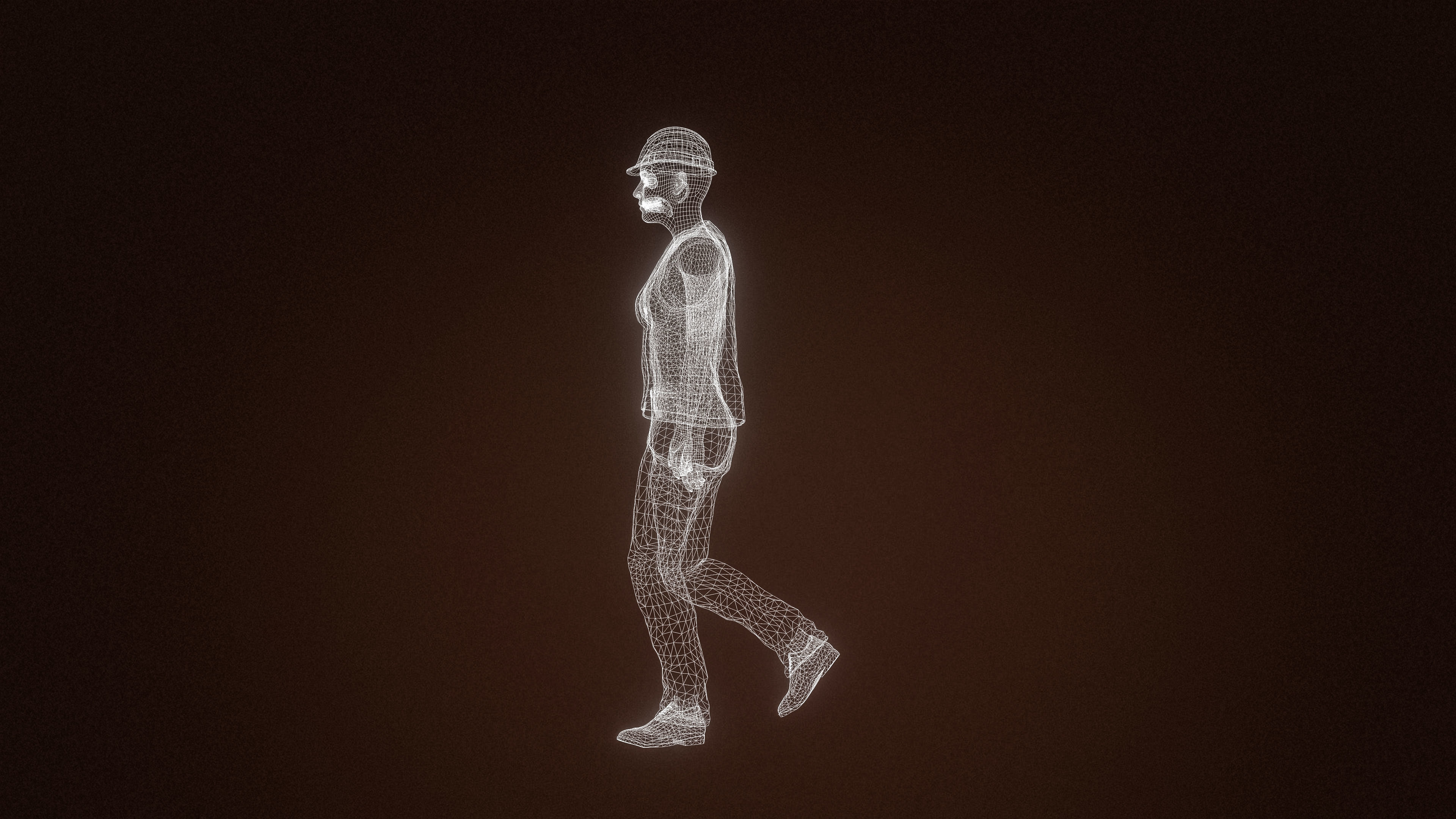 High Quality Female Army Worker Low-poly 3D model_14