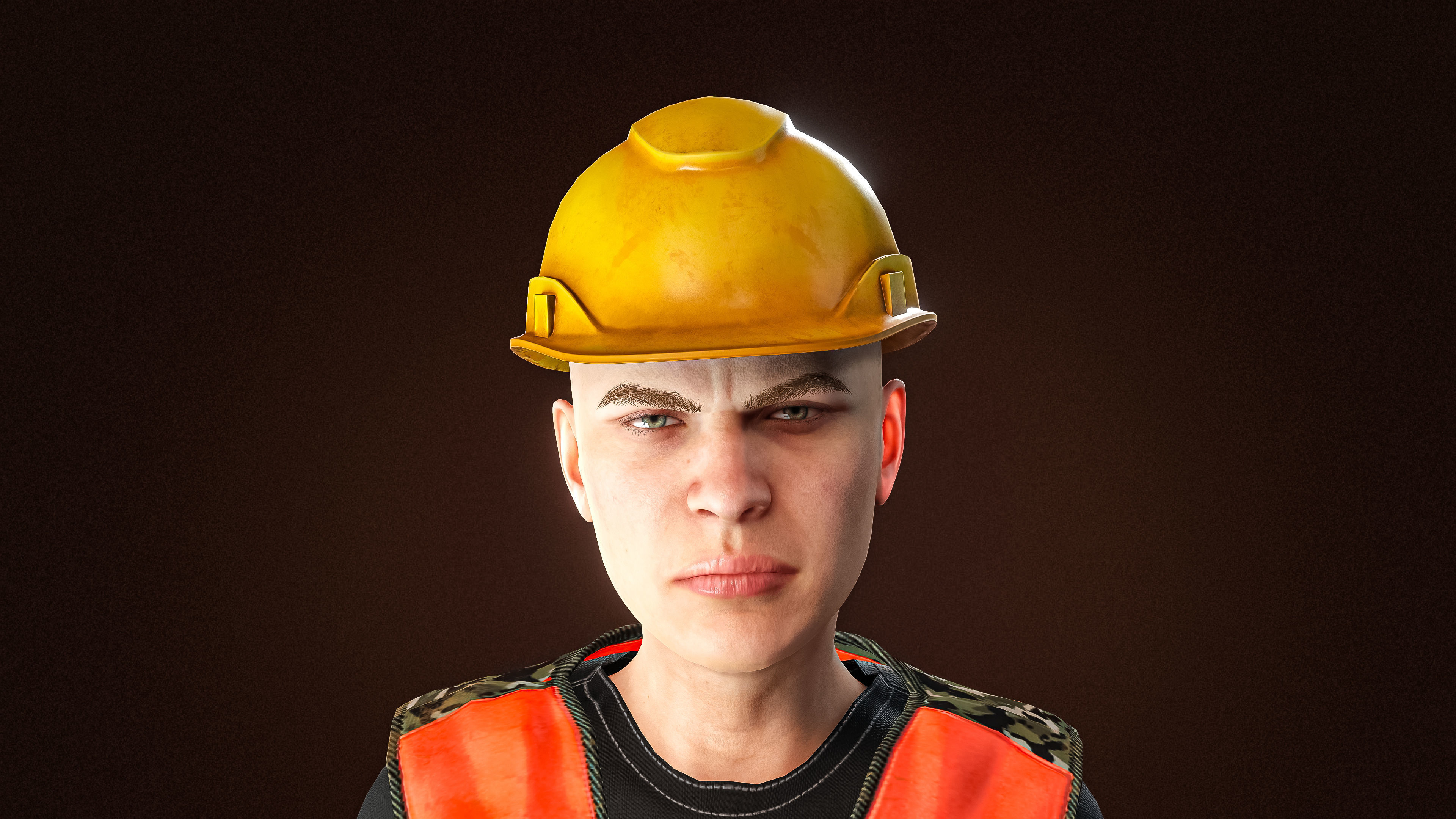 High Quality Female Army Worker Low-poly 3D model_7