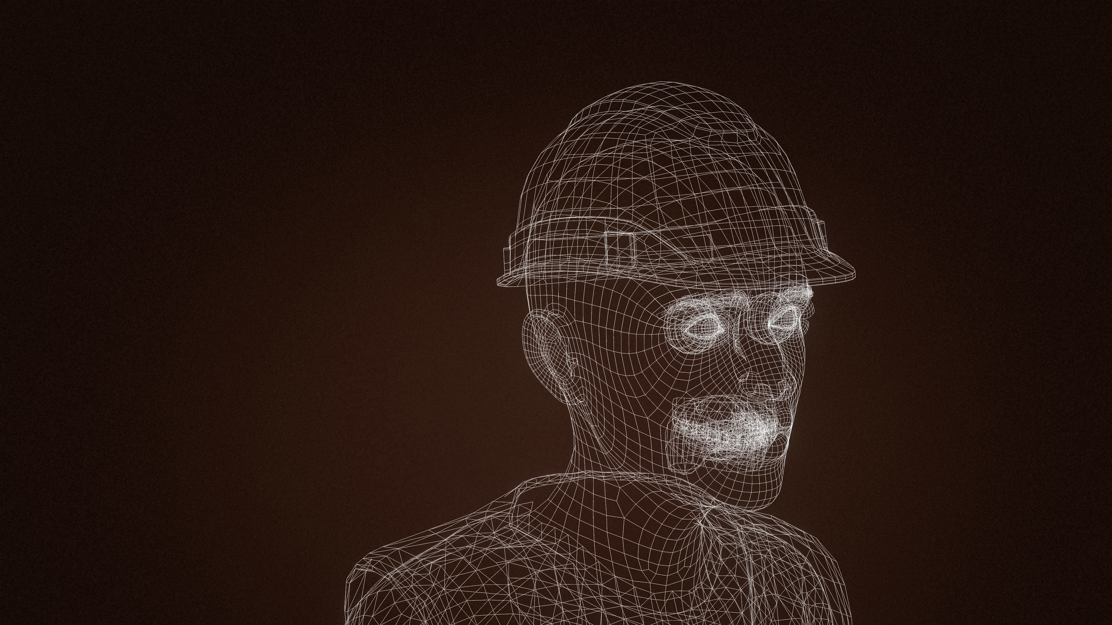 High Quality Female Army Worker Low-poly 3D model_19