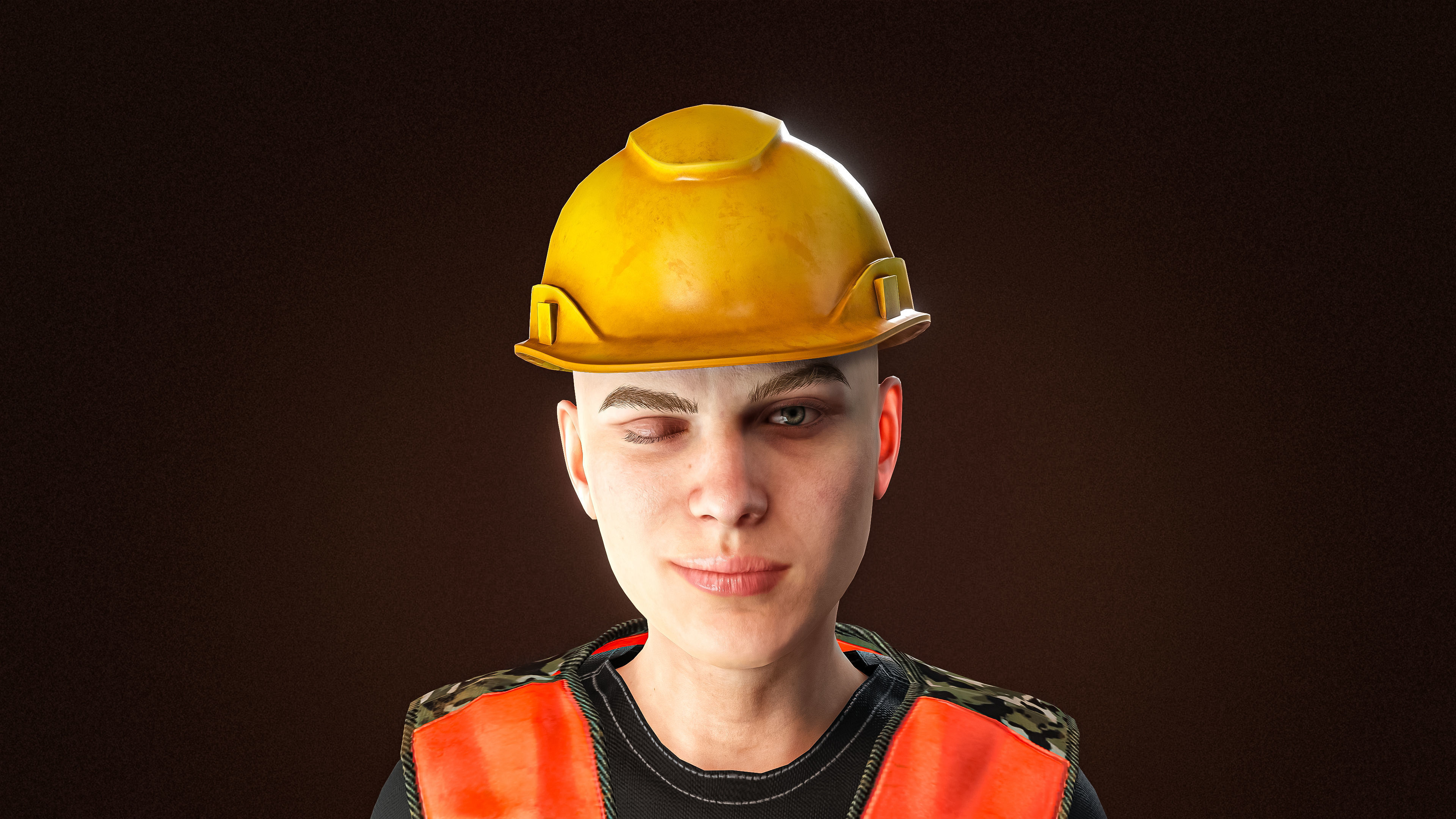 High Quality Female Army Worker Low-poly 3D model_2