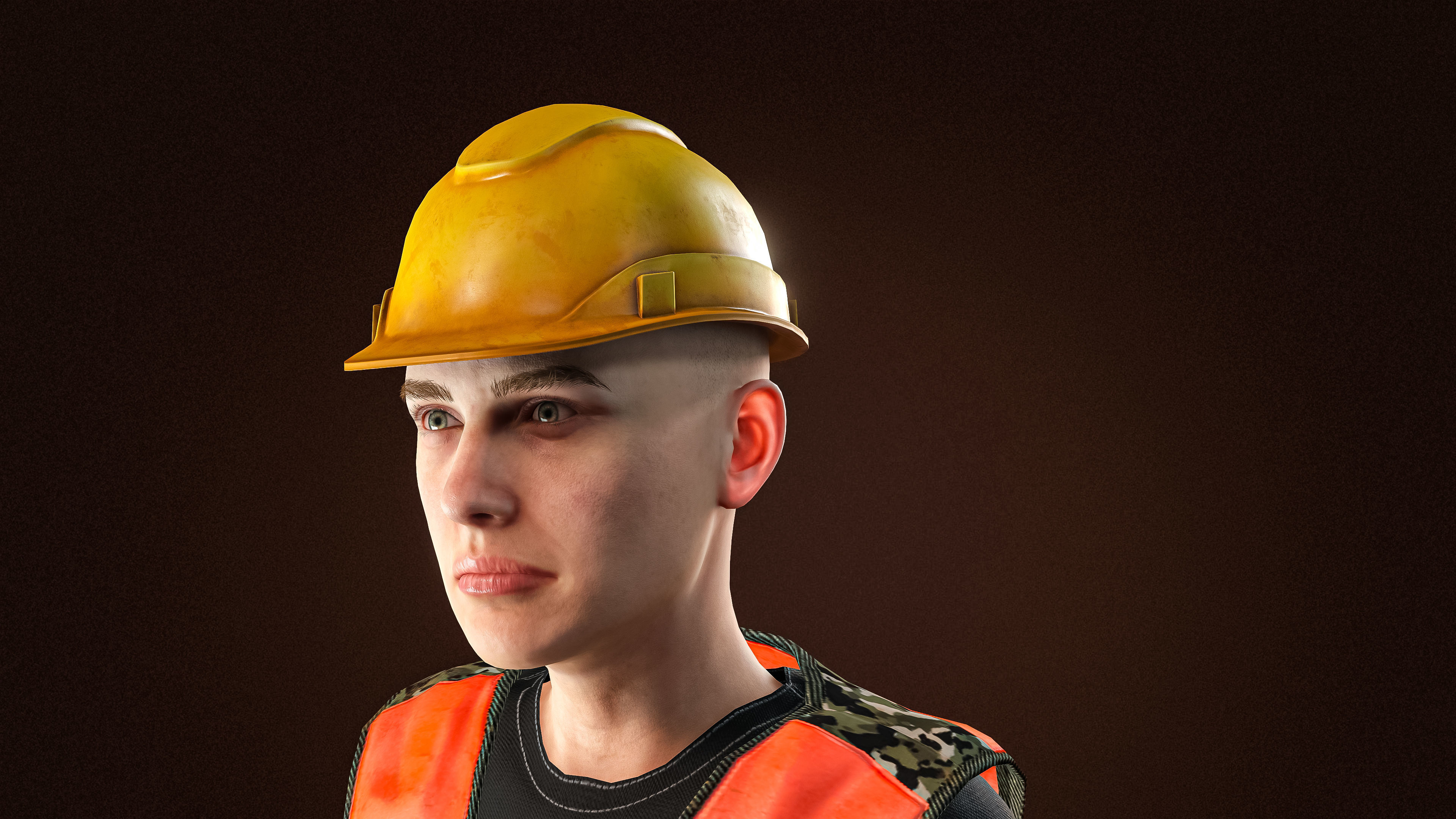 High Quality Female Army Worker Low-poly 3D model_8