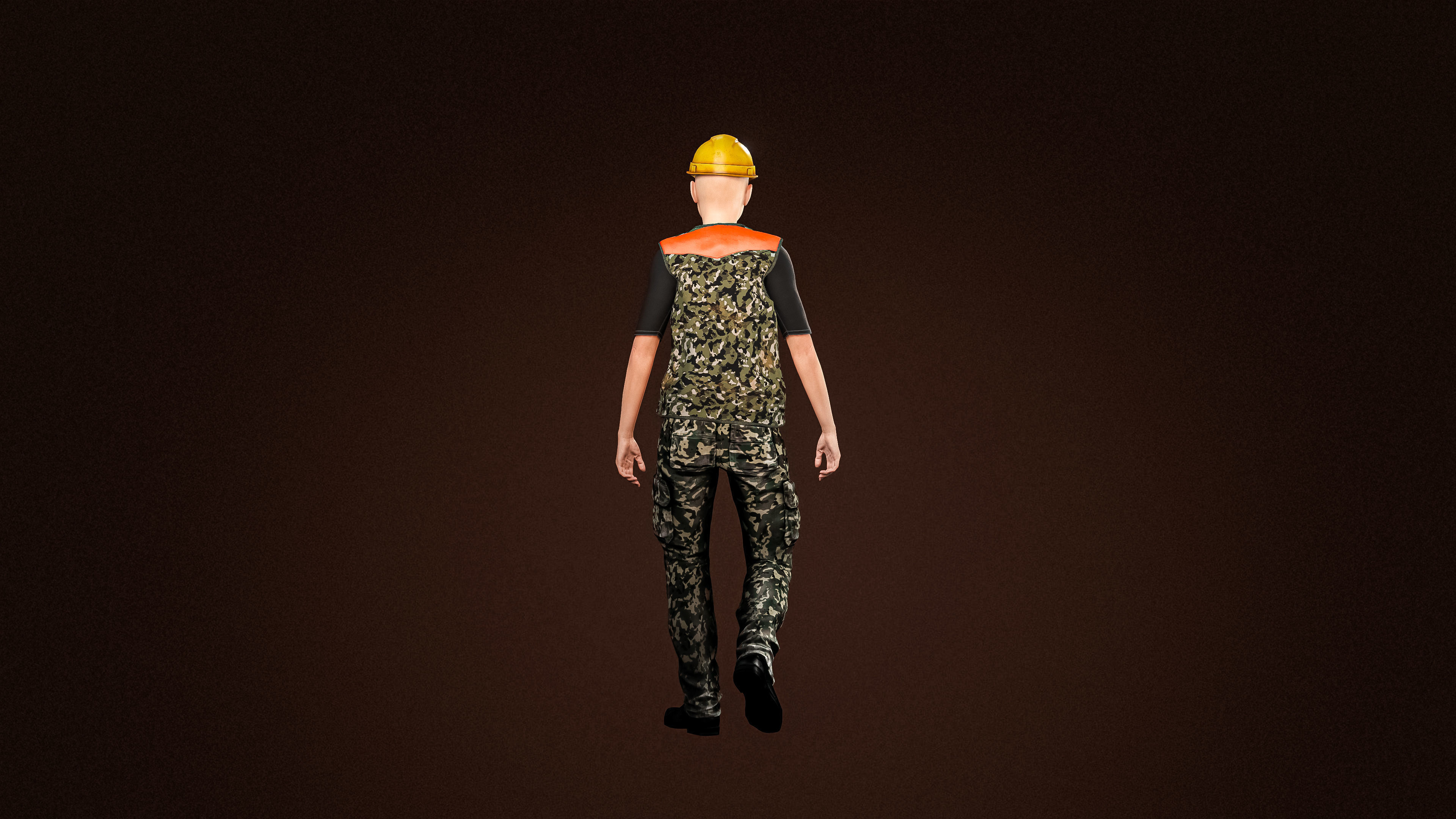 High Quality Female Army Worker Low-poly 3D model_5