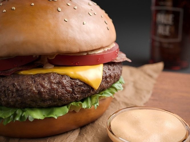 Burger with Bacon and Cheese 3D model 2