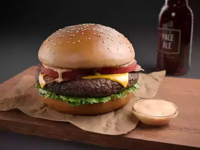 Burger with Bacon and Cheese 3D model