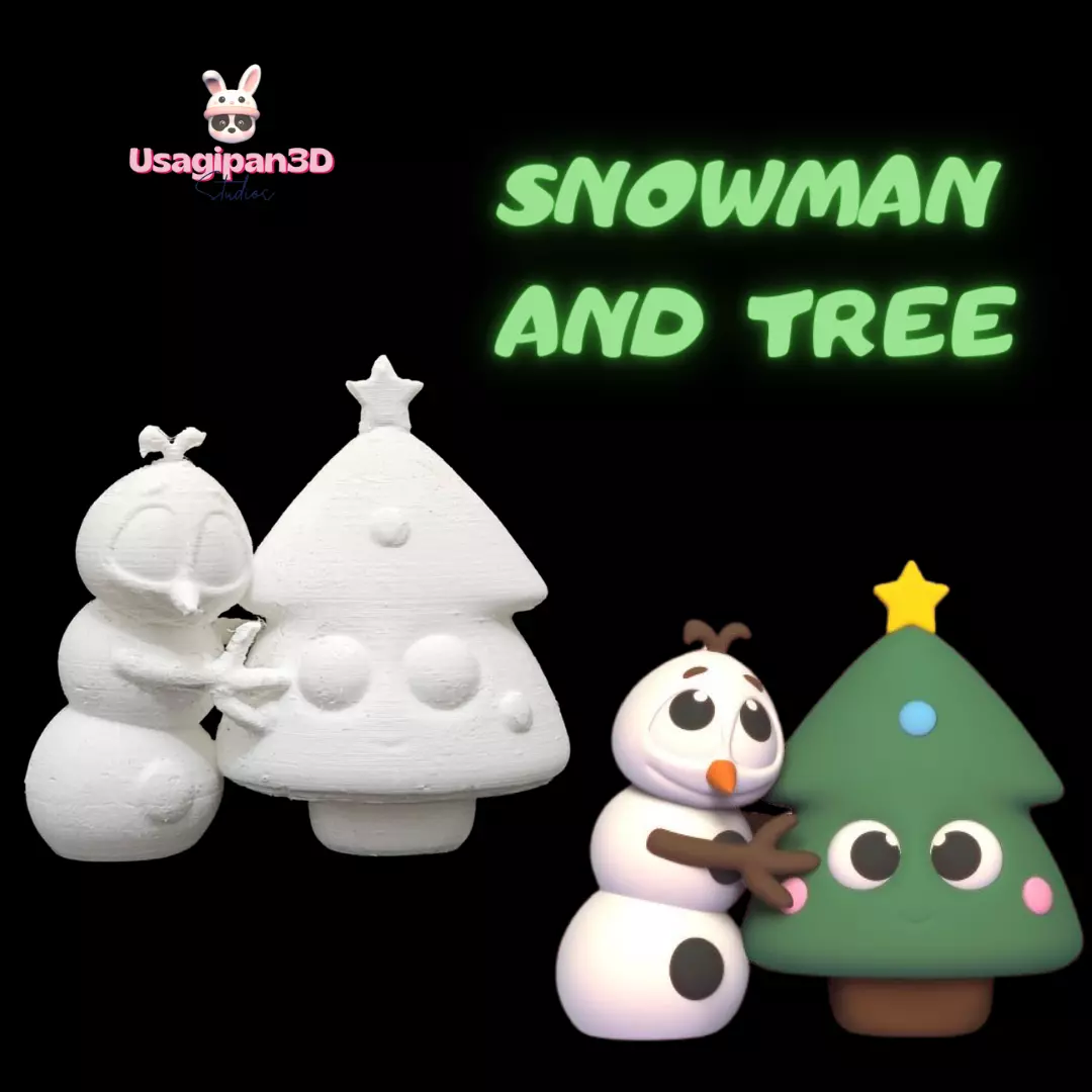Snowman and Tree 3D print model_0