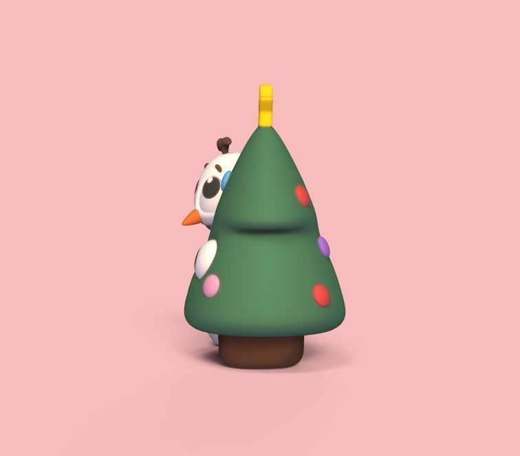 Snowman and Tree 3D print model_2