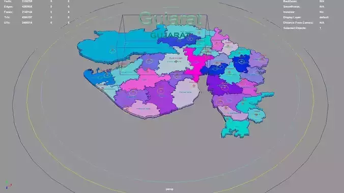 Gujarat  India map region 3D model geography political