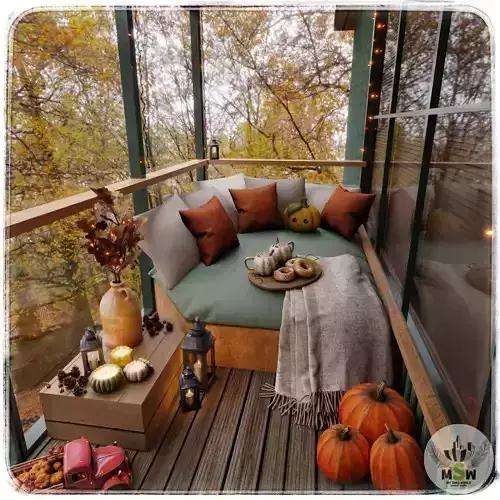 Autumn Balcony Blender Scene - DAY