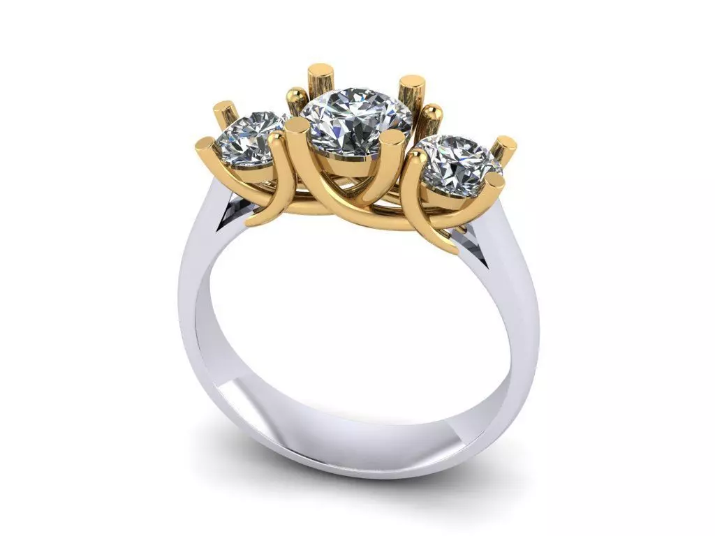 3 Stone Ring Free 3D print model