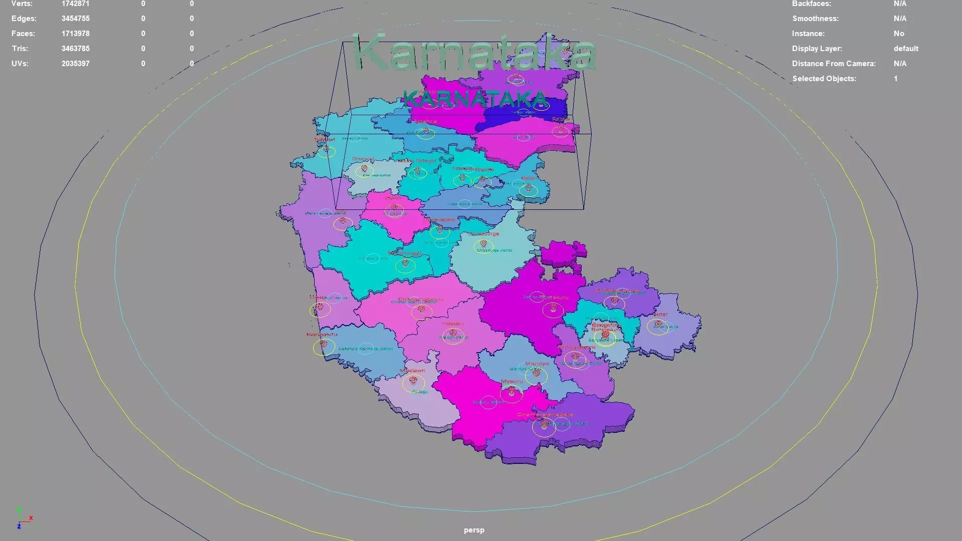 Karnataka  India map region 3D model geography political 3D model_0