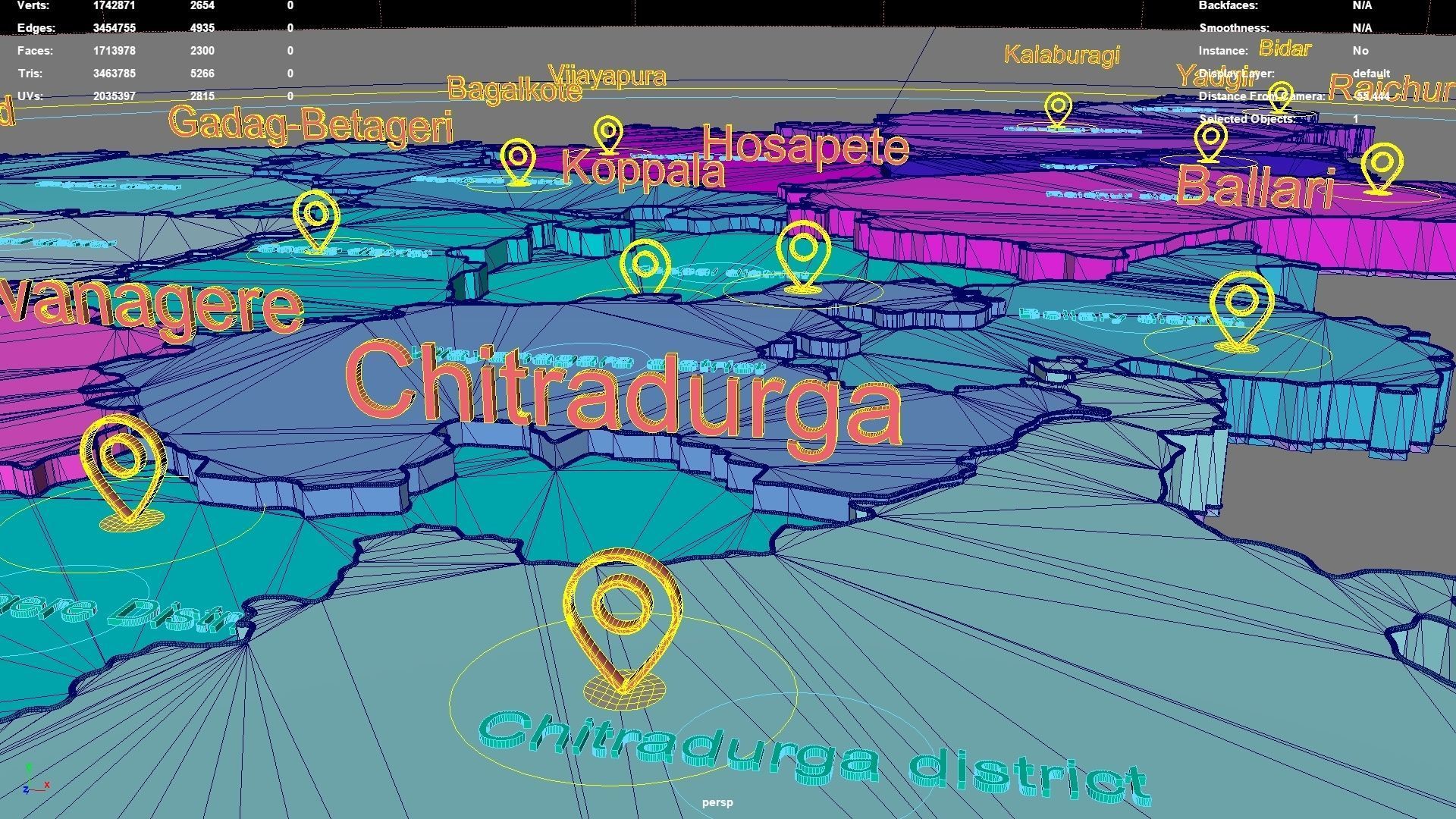 Karnataka  India map region 3D model geography political 3D model_6