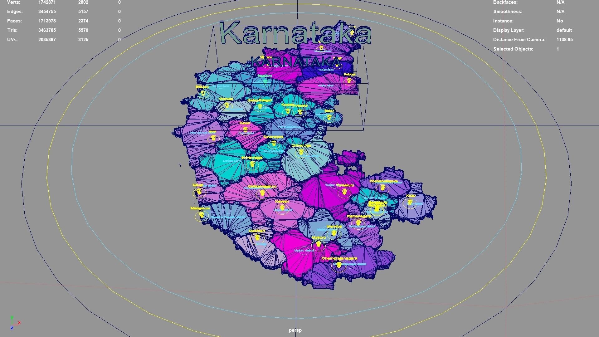 Karnataka  India map region 3D model geography political 3D model_3