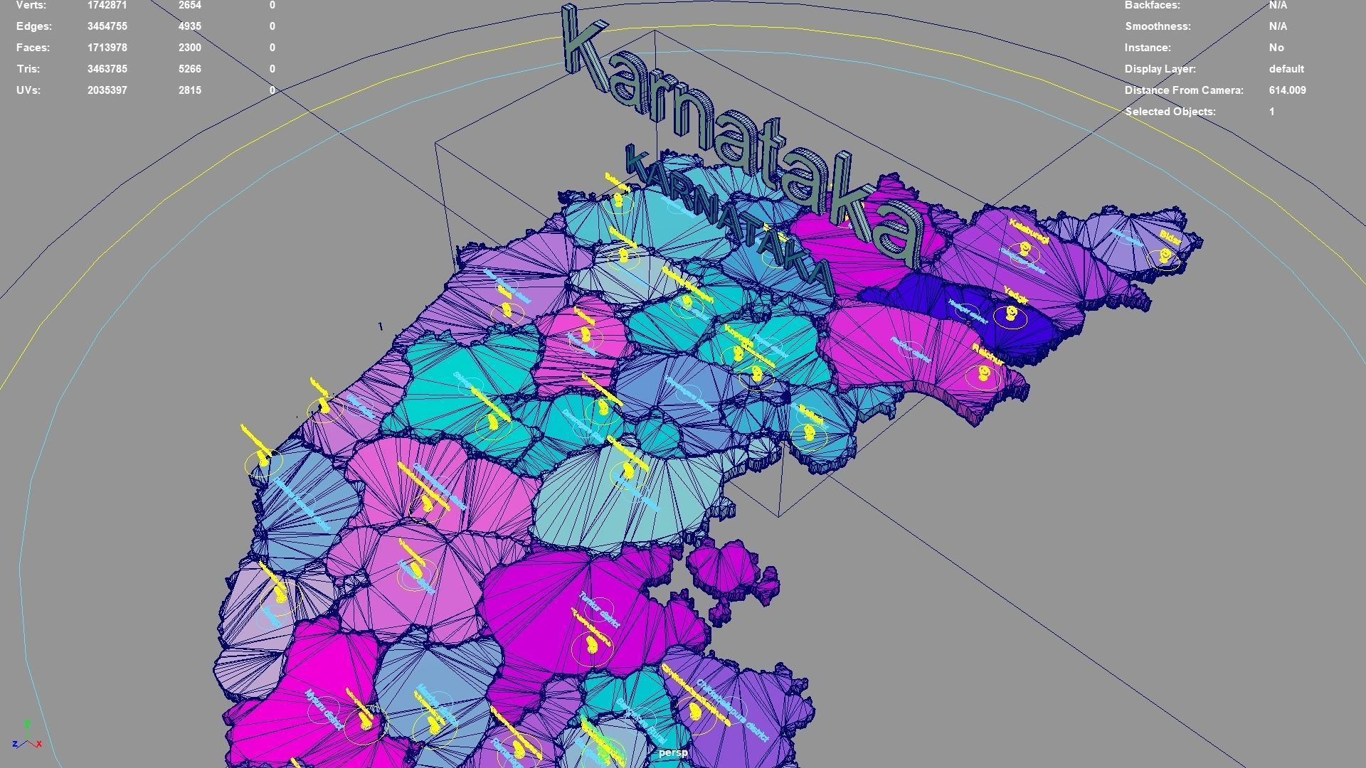 Karnataka  India map region 3D model geography political 3D model_5