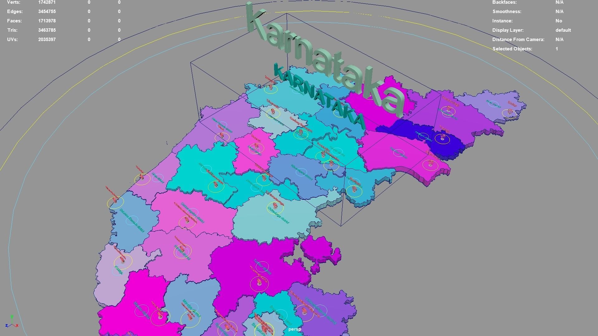 Karnataka  India map region 3D model geography political 3D model_2