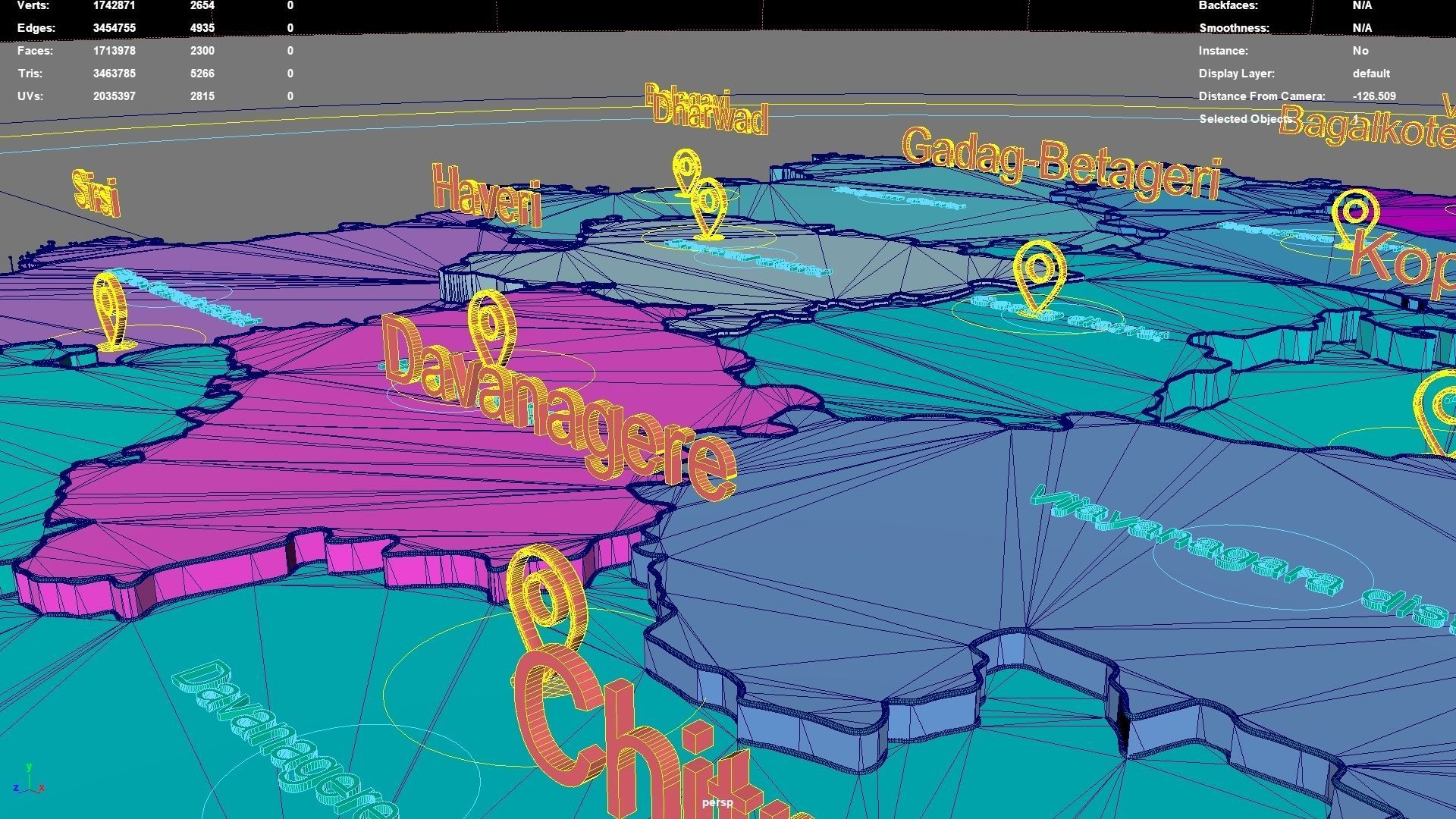 Karnataka  India map region 3D model geography political 3D model_8