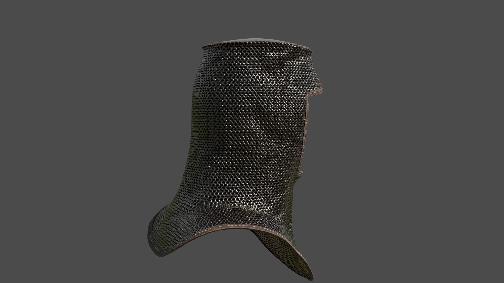Chainmail medieval helmet 3D model_4