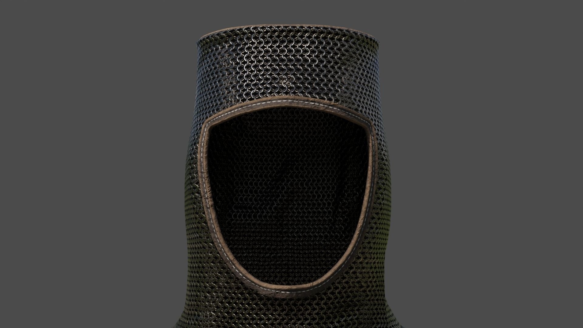 Chainmail medieval helmet 3D model_9