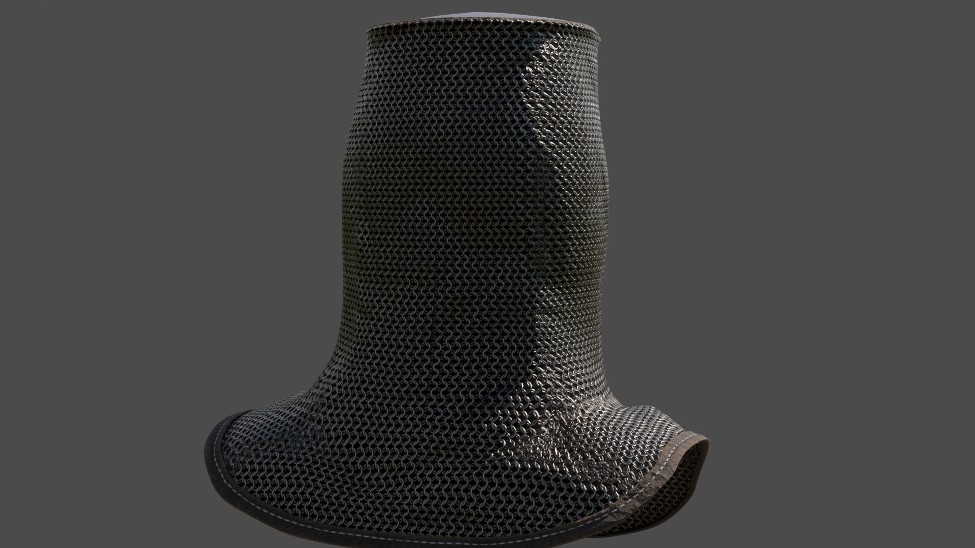Chainmail medieval helmet 3D model_5