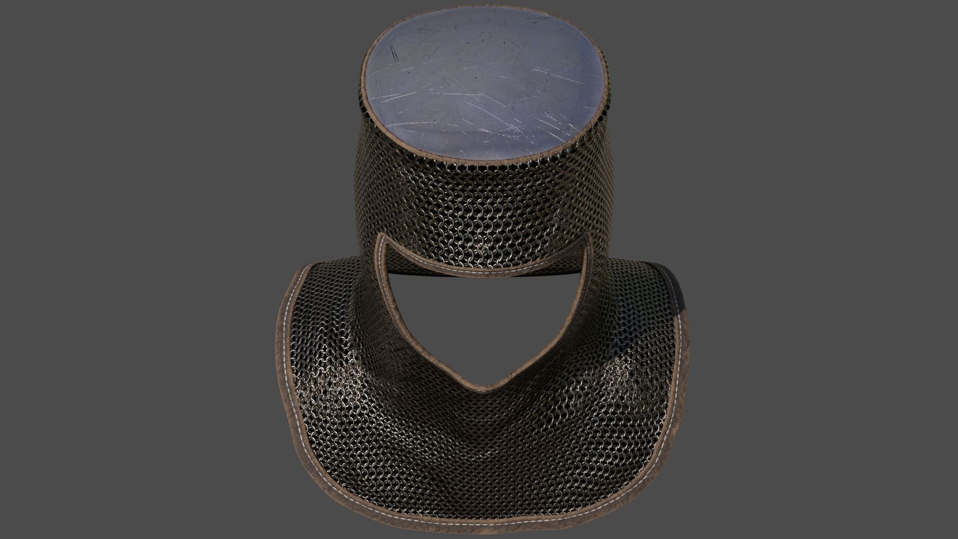 Chainmail medieval helmet 3D model_8