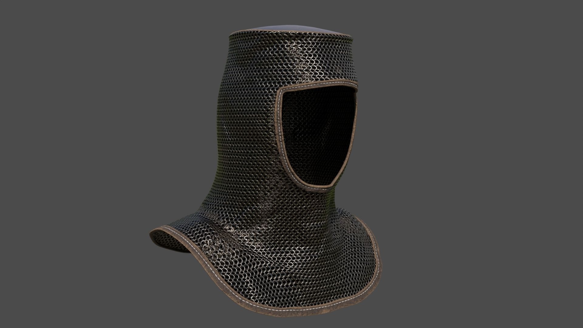 Chainmail medieval helmet 3D model_1